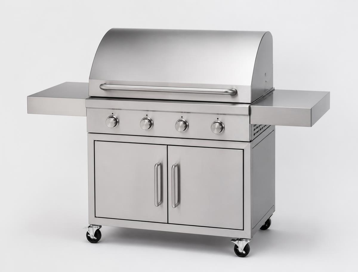 Beefeater Discovery 1100E outdoor kitchens photographed on a light studio background