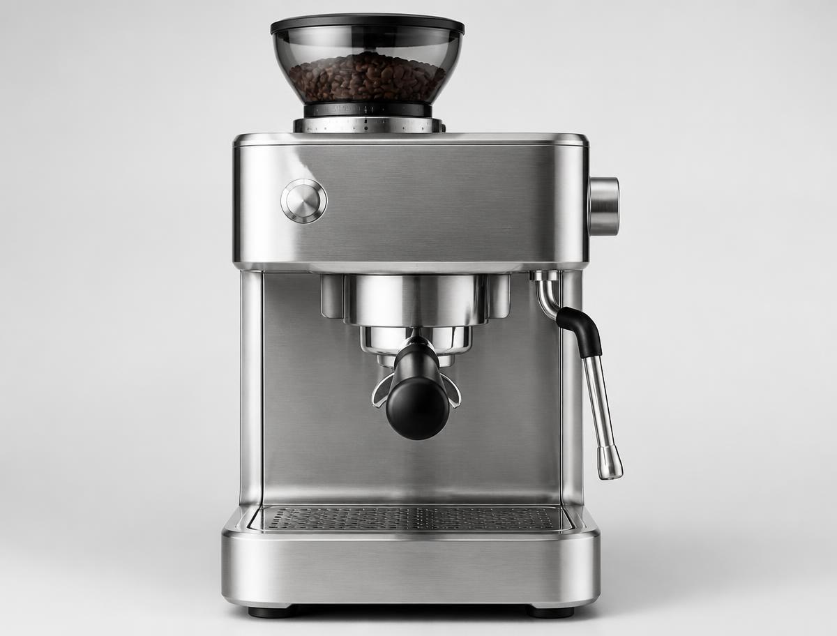Breville Barista Express BES870 manual espresso photographed on a light studio background