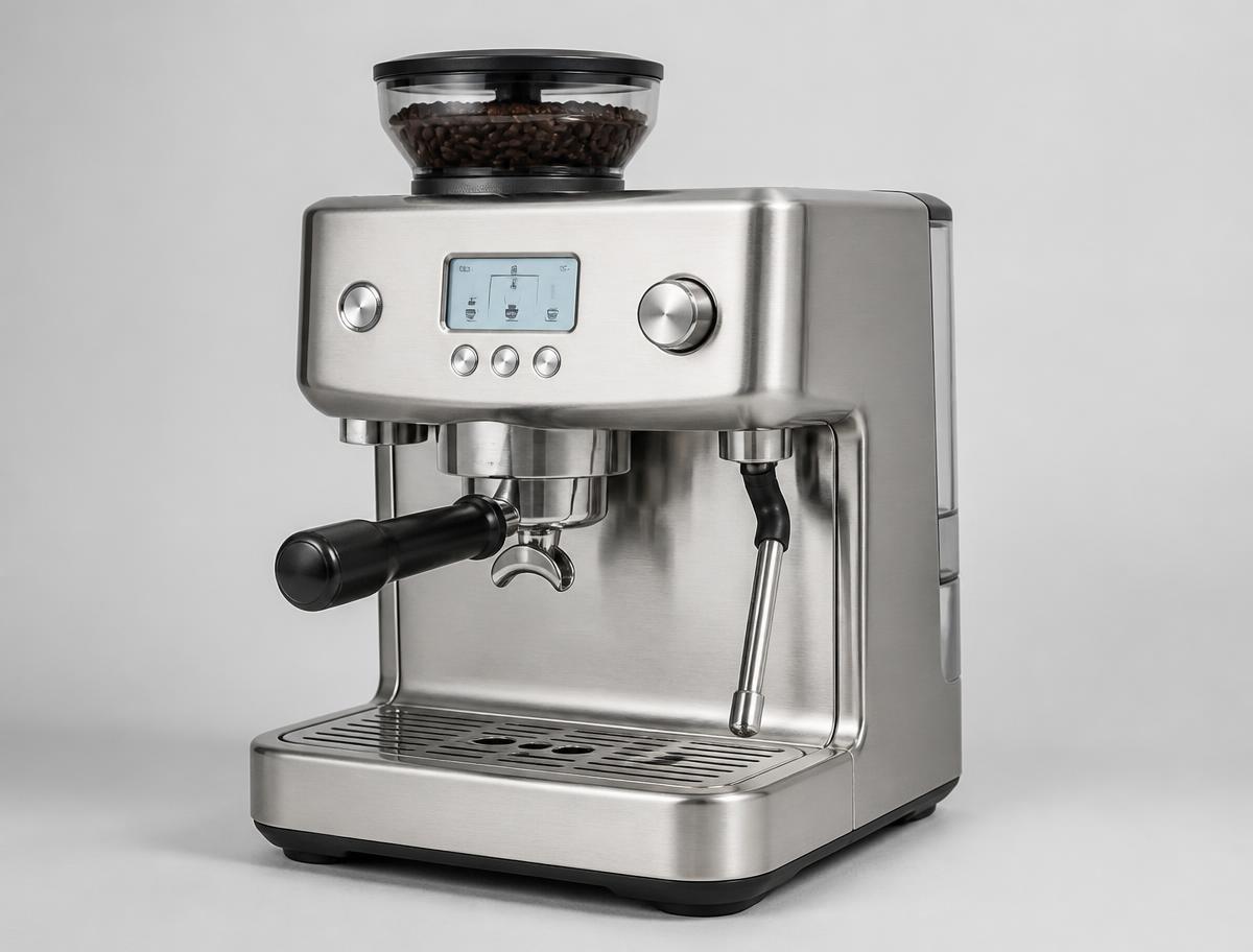 Breville Barista Pro BES878 manual espresso photographed on a light studio background