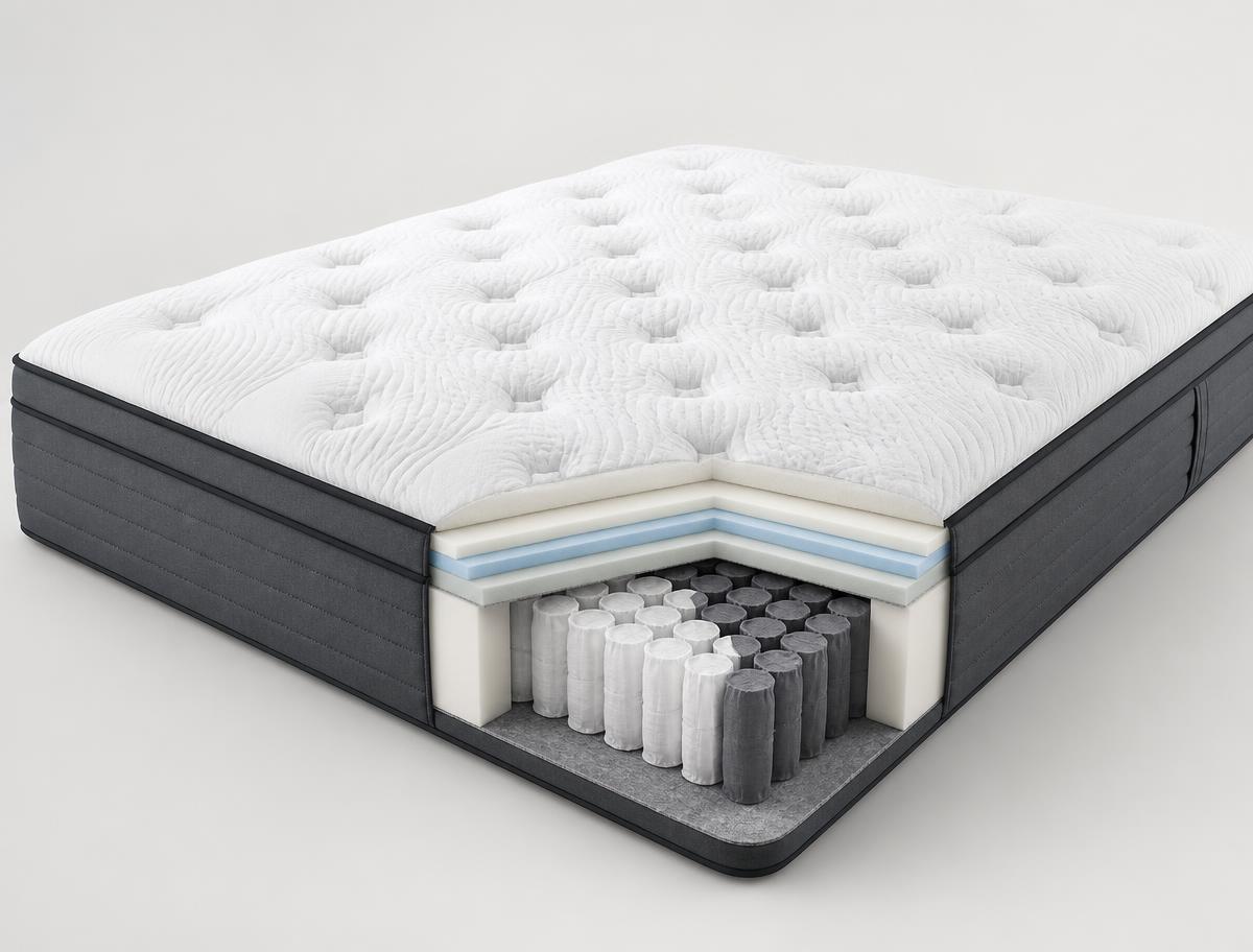 Emma Diamond Hybrid Queen hybrid mattresses photographed on a light studio background