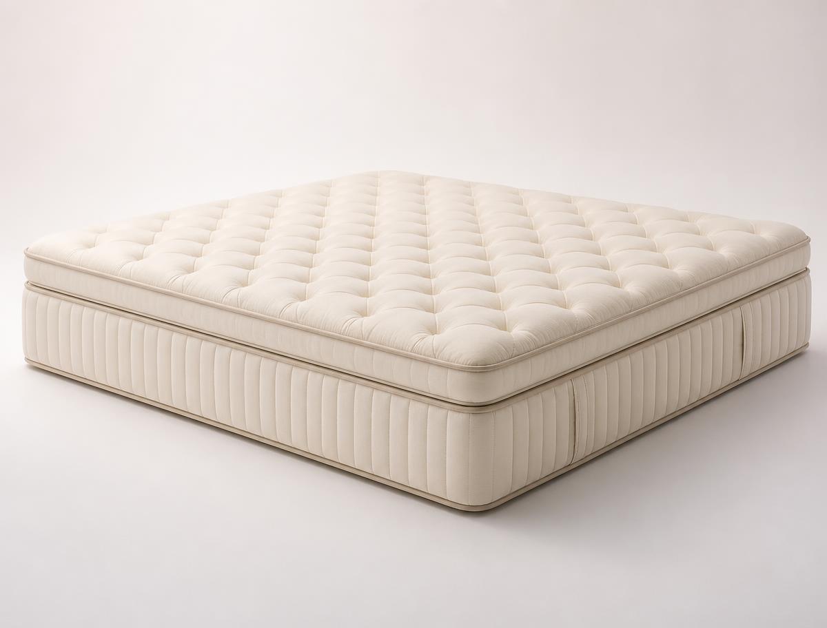 Tempur Cloud Elite King memory foam mattresses photographed on a light studio background